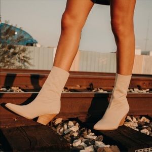 Mid-Calf White Booties